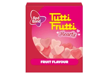 Kramtomieji saldainiai RED BAND TUTTI FRUTTI HEARTS, 15 g