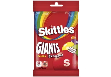 Kramtomieji saldainiai SKITTLES Giants, vaisių skonio, traškiame cukraus glajuje, 116g
