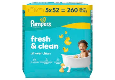 Kūdikių servetėlės PAMPERS Fresh Clean, Plastic Free, 5x52 vnt.