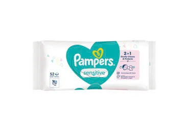Kūdikių servetėlės PAMPERS Sensitive, Plastic Free, 52 vnt.