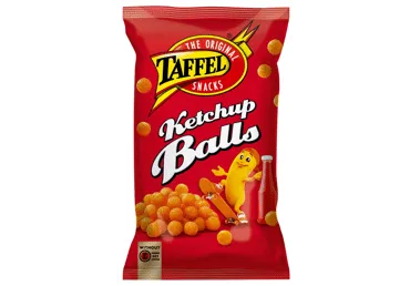 Kukurūzų traškučiai TAFFEL KETCHUP BALLS, kečupo skonio, 165 g
