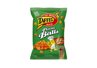 Kukurūzų traškučiai TAFFEL PIZZA BALLS, picos skonio, 110 g