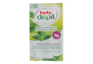 Kūno depiliavimo juostelės BYLY DEPIL MINT & GREEN TEA, 20 vnt