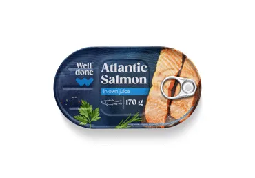 Lašišos filė WELL DONE savo sultyse, 170g