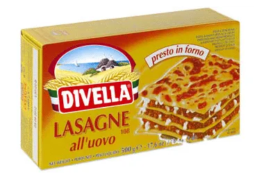 Lazanijos lakštai DIVELLA LASAGNE Nr. 108 su kiaušiniais, 500 g