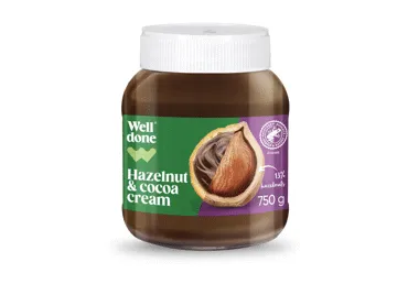 Šokolādes krēms ar lazdu riekstiem WELL DONE 750g