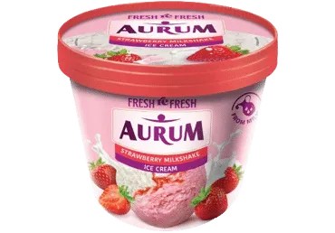 Ledai AURUM su braškių įdaru, braškių kokteilio skonio, 455 g