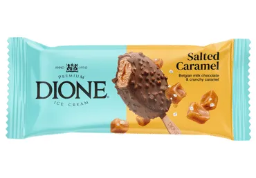Ledai DIONE su sūdyta karamele ir belgišku šokoladu, 69 g