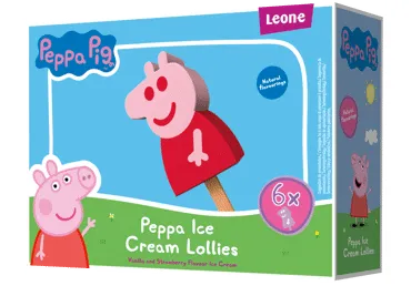 Ledai LEONE PEPPA PIG, vanilės, braškių skonio, 192 g