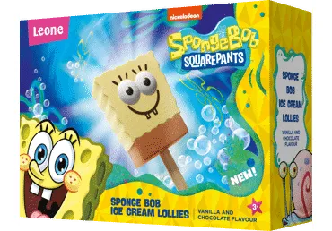 Ledai LEONE SPONGE BOB, vanilės ir šokolado sk., 136 g