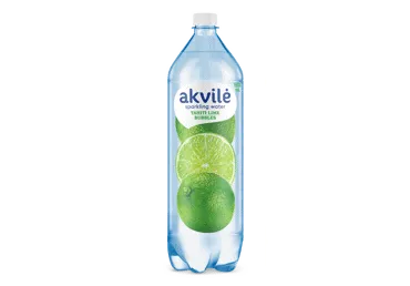 Lengvai gazuotas stalo vanduo AKVILĖ, žaliųjų citrinų skonio, 1.5 l