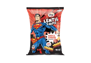 Lęšių traškučiai SUPERMAN OHO!, kumpio ir sūrio sk., 90 g