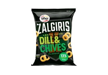 Lęšių traškučiai ŽALGIRIS OHO!, krapų, laiškinių česnakų sk., 100 g