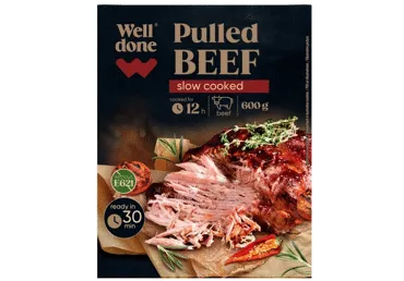 Lēni vārīta plucināta liellopu gaļa WELL DONE 600g