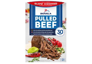 Lēni vārīta plēšamā liellopu gaļa BIOVELA 700g