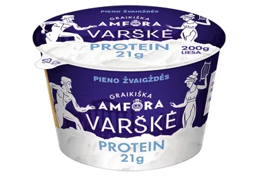 Liesa varškė GRAIKIŠKA AMFORA PROTEIN be laktozės,  0,9 % rieb., 200 g