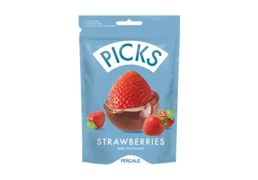 Liofilizuotos braškės su pieniniu kakavos glaistu DR. PICKS, 90 g