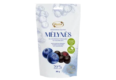 Liofilizuotos mėlynės RŪTA su šokoladu ir stevija, 80 g