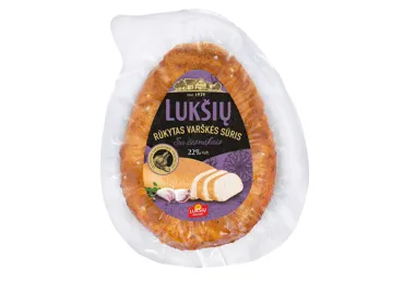 Rūkytas varškės sūris LUKŠIŲ, su česnakais 22%  rieb. 230g