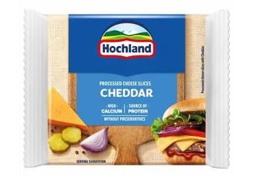 Lydytas čederis HOCHLAND (riekelės), 20 % rieb. s. m., 130 g