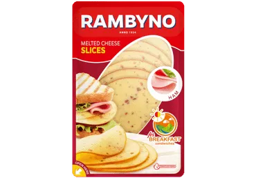 Lydytas RAMBYNO sūris su kumpiu (riekelės), 45 % rieb. s. m., 150 g