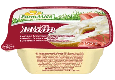 Lydytas tepamasis sūris FARM MILK su kumpiu, 150 g
