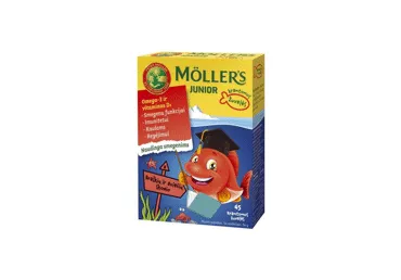 Maisto papildas MOLLER'S JUNIOR  (braškių ir aviečių skonio), 45 vnt.