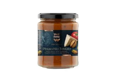 Makaronų padažas WELL DONE PREMIUM su pomidorais, skrudintomis pistacijomis ir rikota, 300 g