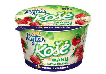 Manų košė RYTAS su žemuogėmis, 6 % rieb., 200 g
