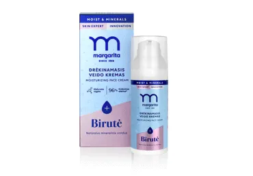 Drėkinamasis veido kremas su mineraliniu vandeniu „Birutė“ MARGARITA MOIST & MINERALS, 50 ml