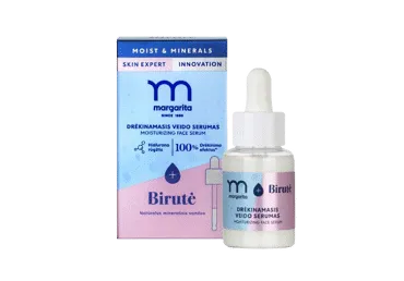 Drėkinamasis veido serumas su mineraliniu vandeniu „Birutė“ MARGARITA MOIST & MINERALS, 30 ml