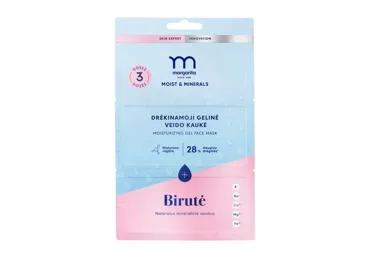 MARGARITA MOIST & MINERALS gelinė drėkinamoji veido kaukė su mineraliniu vandeniu „Birutė“ 3x7 g