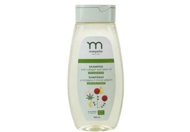 Šampūnas MARGARITA su kolagenu ir ricinos aliejumi pažeistiems plaukams, 400ml