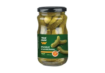 Marinuoti agurkėliai WELL DONE su medumi, 340 g