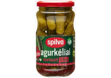 Aštrūs marinuoti agurkėliai SPILVA, 330 g / 190 g