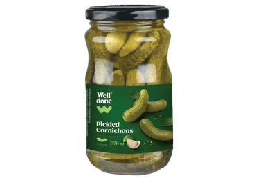 Marinēti gurķīši WELL DONE 2-5cm 340g