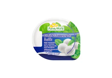 Maži mocarelos sūrio rutuliukai FARM MILK, 45 % rieb. s. m., 245 g