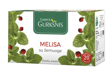 Melisų su žemuogėmis arbata GAMTOS GURKŠNIS, 20 vnt.
