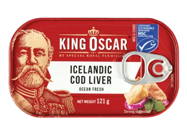 Menkių kepenėlės savo sultyse KING OSCAR, 121 g