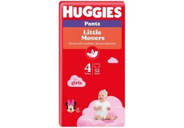 Mergaičių sauskelnės-kelnaitės HUGGIES PANTS 4 (9-14 kg), 52 vnt.