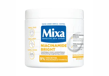 MIXA, NIACINAMIDE BRIGHT odą skaistinantis veido, kūno ir rankų kremas, 400ml.