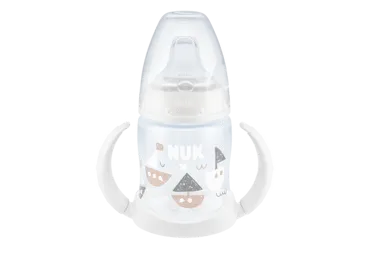 Mokomasis buteliukas NUK su rankenėlėmis, 150 ml, 6-18 mėn., 1 vnt.