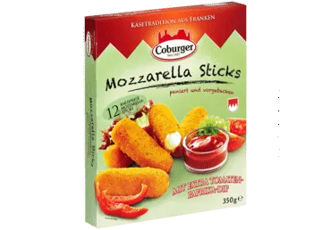 Siers cepšanai Mozzarella Sticks COBURGER tomāti/paprika 300g