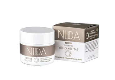 Naktinis veido kremas NIDA su kviečių gemalų aliejumi, 50 ml