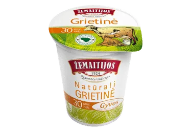 ŽEMAITIJOS natūrali grietinė, 30 % rieb., 400 g