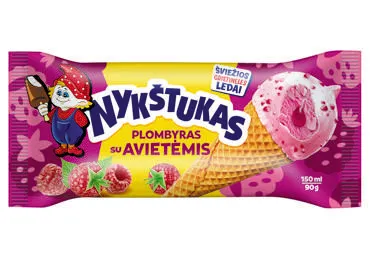 NAUJA! Aviečių sk. plombyras NYKŠTUKAS su aviečių įd., 90 g