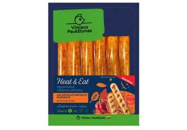 Virtos kepamosios vištienos dešrelės VILNIAUS PAUKŠTYNAS saldžiosios paprikos marinate, a.r., 275 g