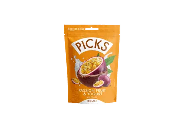 NAUJA! Liofiliz. saldainiai PICKS, pasiflorų jogurto skonio, 90 g