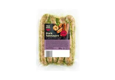 NAUJA! Plonos kiaulienos dešrelės su česnakų mar. WELL DONE, 400 g