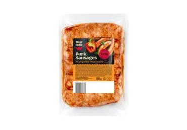 NAUJA! Storos kiaul. dešrelės su papr.,žolel. mar. WELL DONE, 400 g